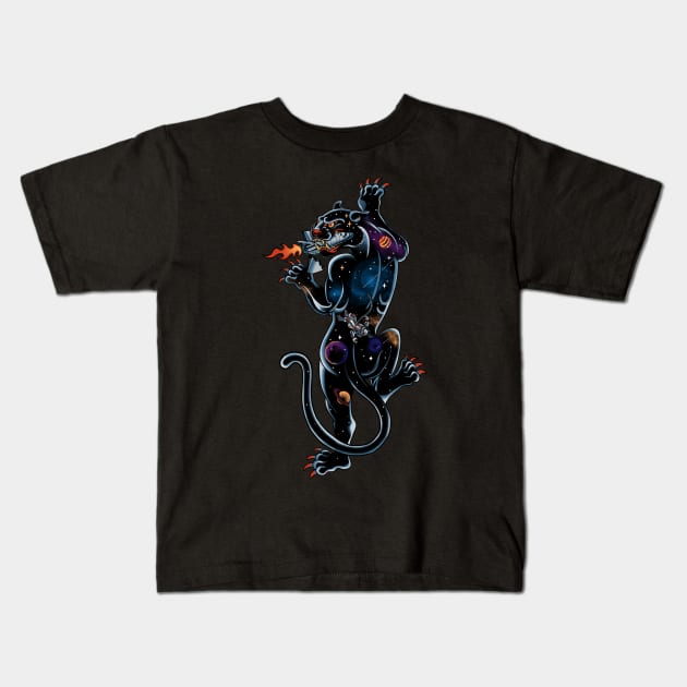 Space Panther Kids T-Shirt by kookylove